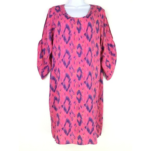 Fresh Produce Dresses & Skirts - Fresh Produce Dress Size XS-Small Aztec Print Pink Rayon Open Sleeves #22494